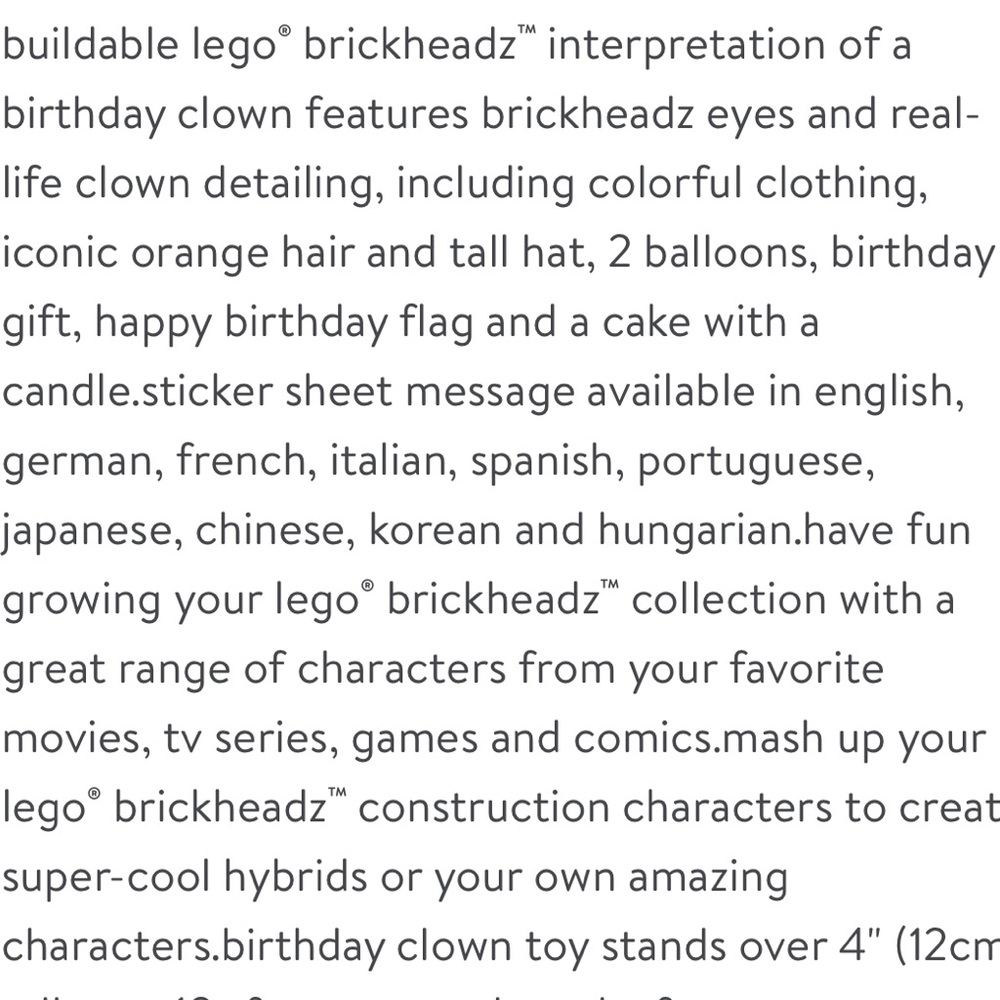 New, retired LEGO BrickHeadz Birthday Clown Building Set 40348 - Picture 7 of 9